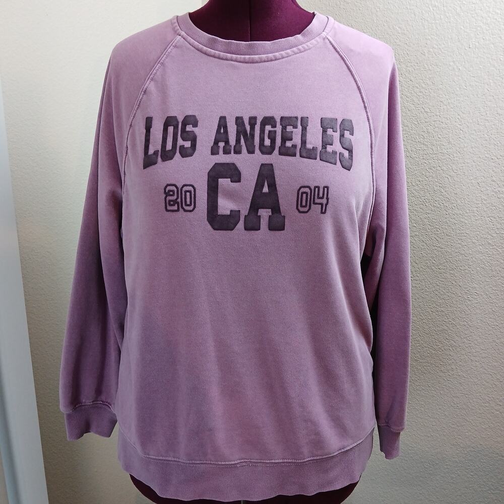 Planet Heart Retro "Los Angeles CA 2004" Sweatshirt L purple raglan long sleeve - Picture 5 of 12